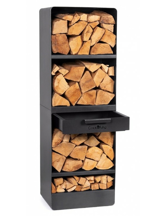 Grand porte bûches vento en acier noir h.120cm