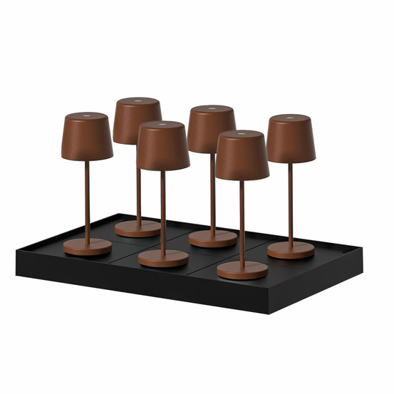 6 mini lampes avec plateau de chargement kelly mini marron aluminium h22cm