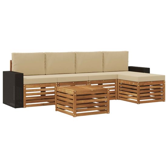 Ensemble de canapés d'extérieur 6 pc naturel et beige