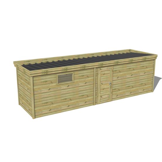 Abri de jardin bois pin traité autoclave 27mm - 7,695x2,14m / 16m2 - bac acier - abri français