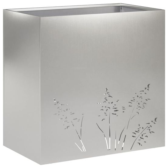 Cache-pot de jardin argenté 50 x 30 x 49 cm acier inoxydable