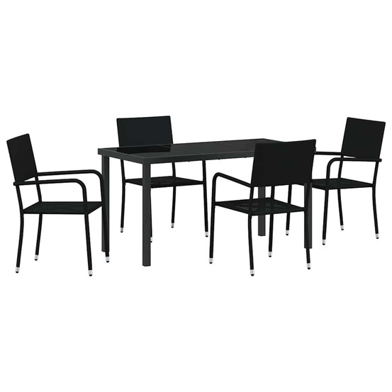 Ensemble de salle à manger pour jardin 5 pcs noir polyrotin