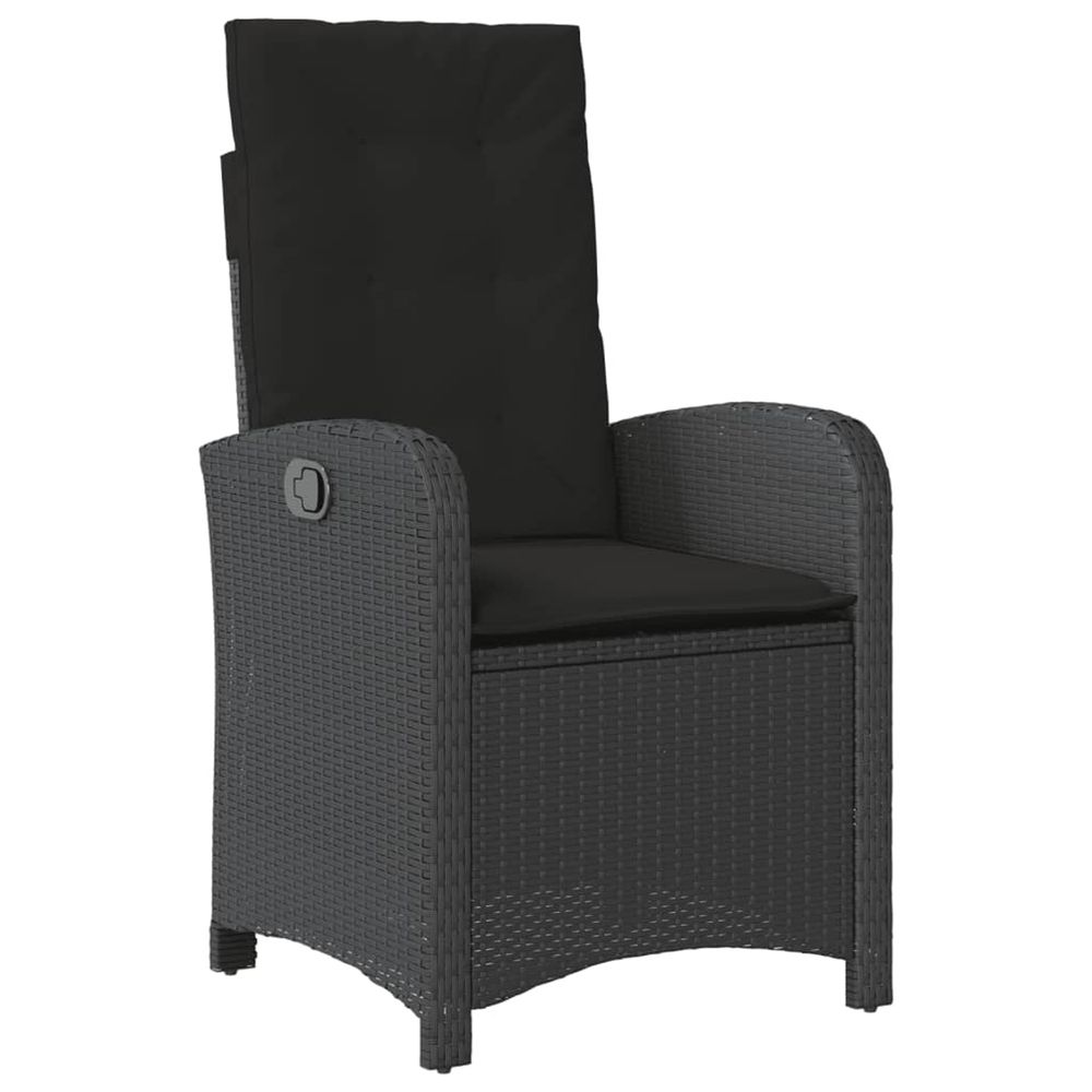 Chaise inclinable de jardin avec coussins noir résine tressée