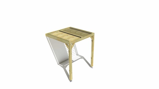 Pergola bois • 2m x 2m • adossée • sens profondeur • lames orientables bioclimatiques incluses • livraison comprise