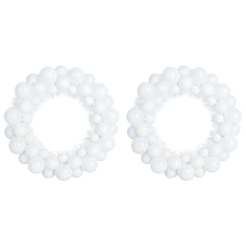 Couronnes de boules de noël 2 pcs blanc 33 x 33 x 7 cm