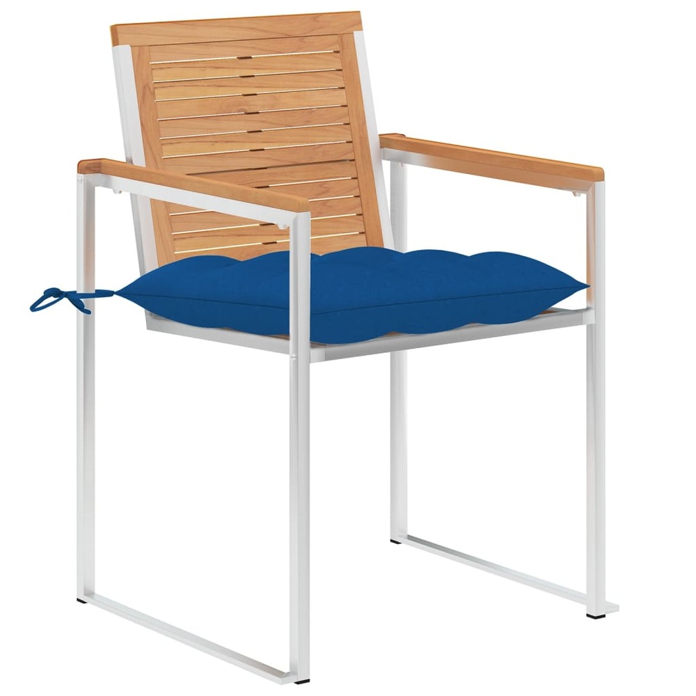 Chaises de jardin lot de 8 avec coussins bois de teck massif