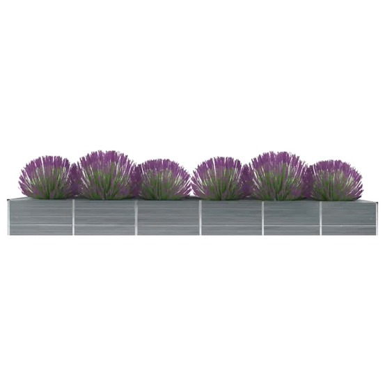 Lit surélevé de jardin acier galvanisé 480x80x45 cm gris