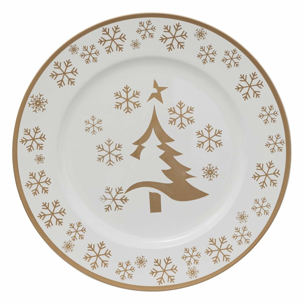 Lot de 12 dessous d'assiette sapin diam 33 cm - or