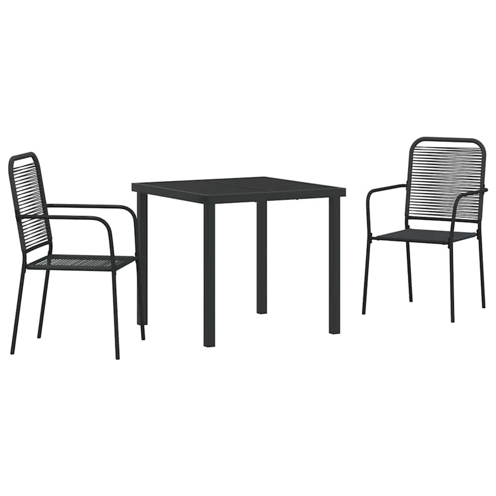 Ensemble de salle à manger pour jardin 3 pcs noir