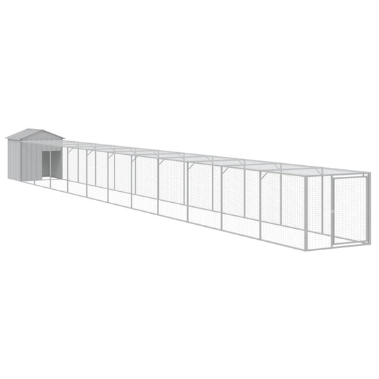 Poulailler enclos cage poules avec cour clair 117 x 1221 x 123 cm acier galvanisé gris