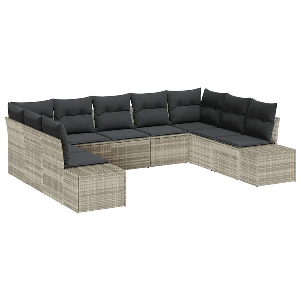 Ensemble de canapé de jardin 9 pc gris clair polyrotin