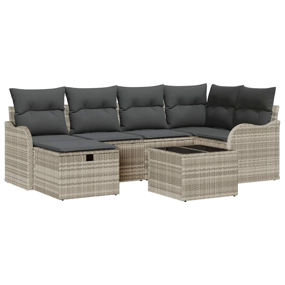 Ensemble de canapé de jardin 7 pc 6-nombre de places gris clair