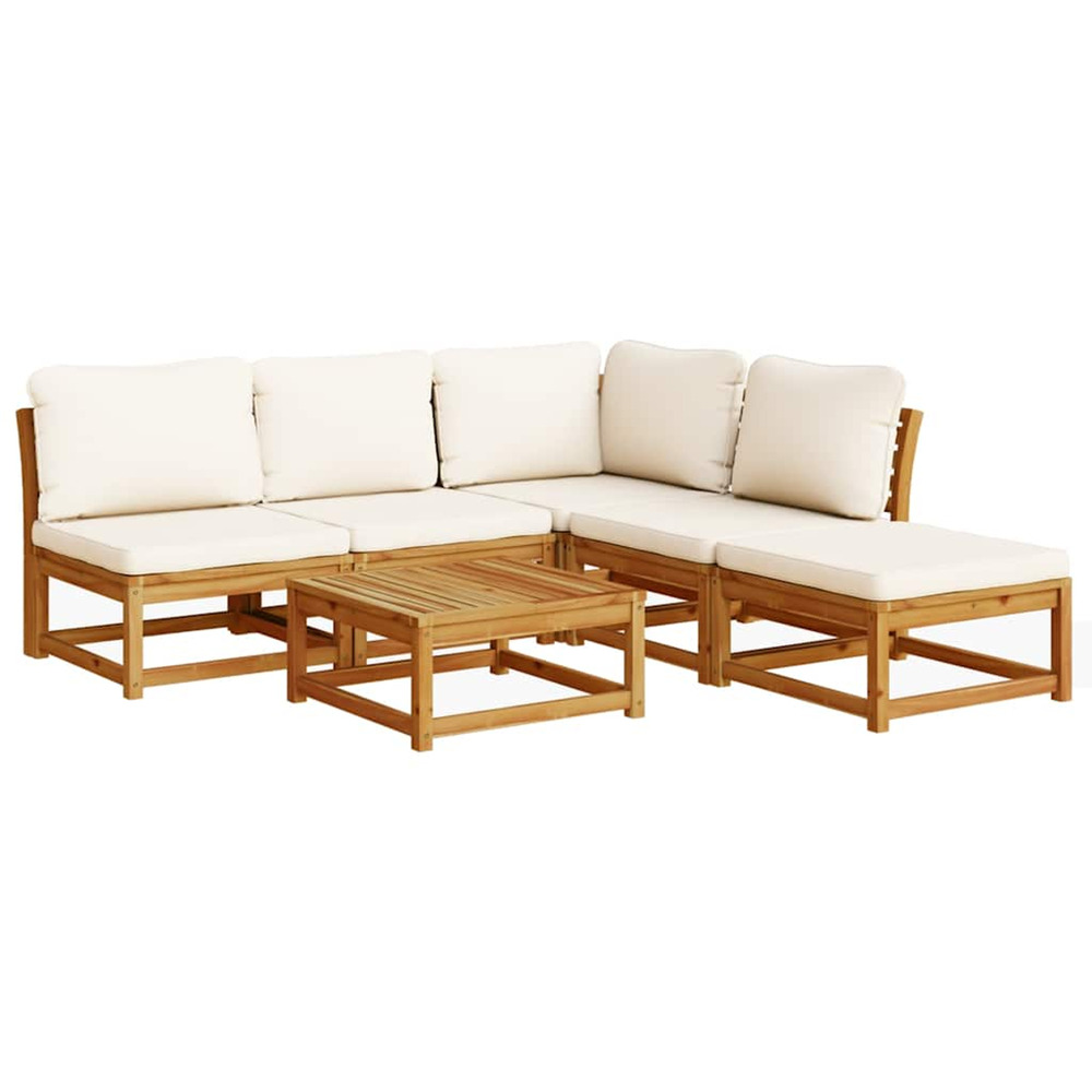 Salon de jardin 6 pcs avec coussins bois d'acacia solide