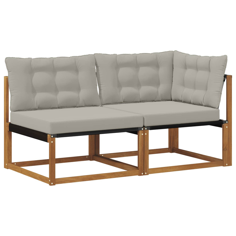 Canapé d’extérieur milieu et coin avec coussin 2 pièce naturel