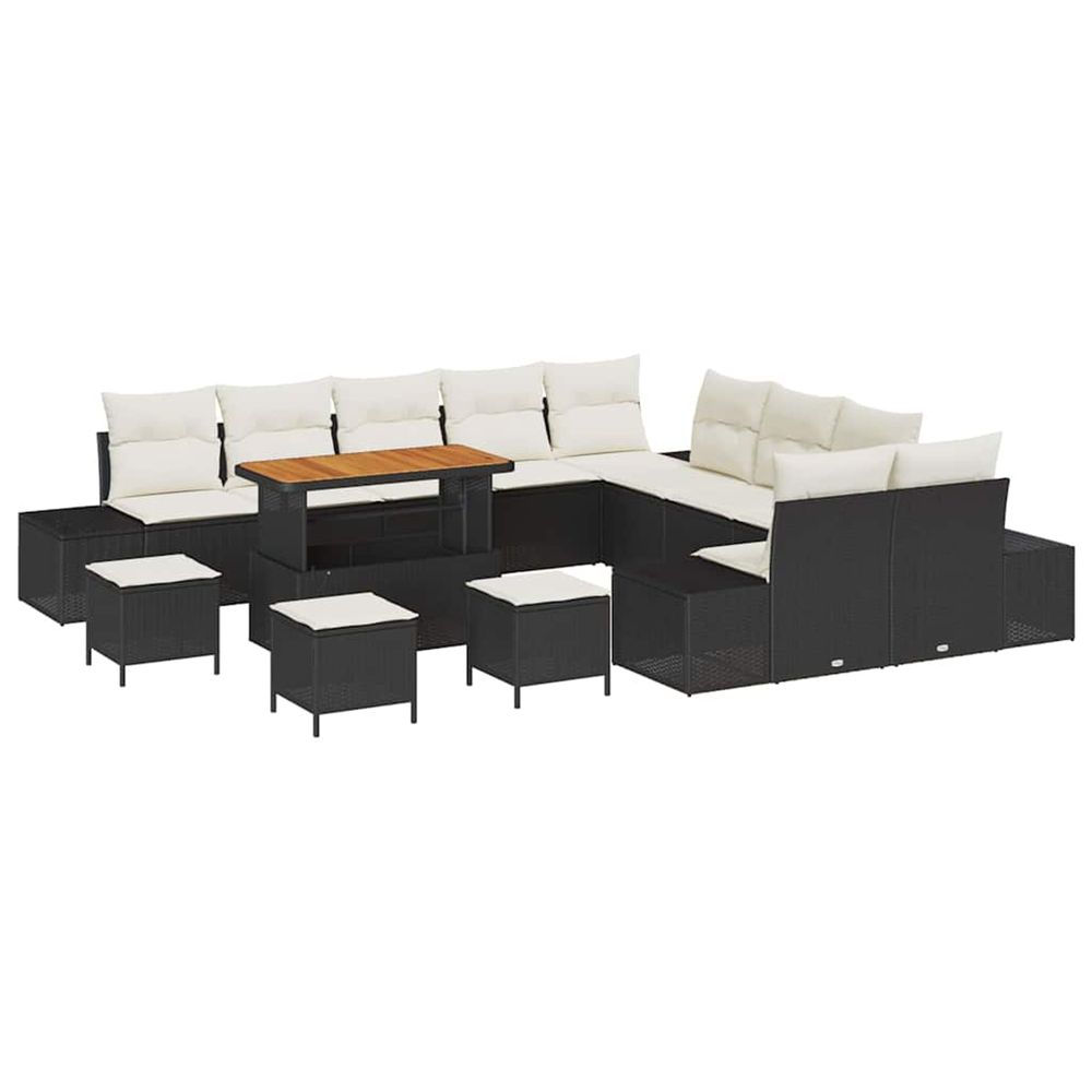 Ensemble de canapé de jardin 14 pc noir polyrotin