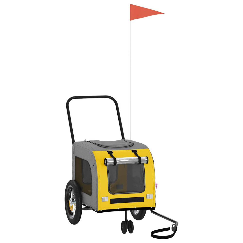 Remorque de vélo pour animaux jaune et gris 125 x 53 x 54 cm