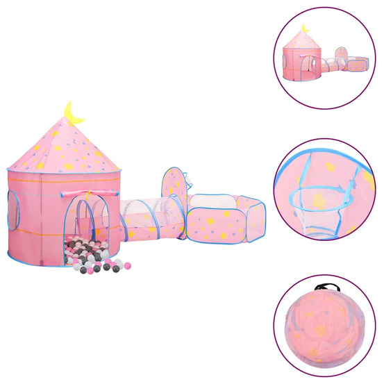 Tente de jeu pour enfants avec 250 balles rose 301x120x128 cm