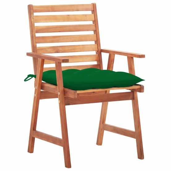 Chaises à manger d'extérieur lot de 3 et coussins acacia massif