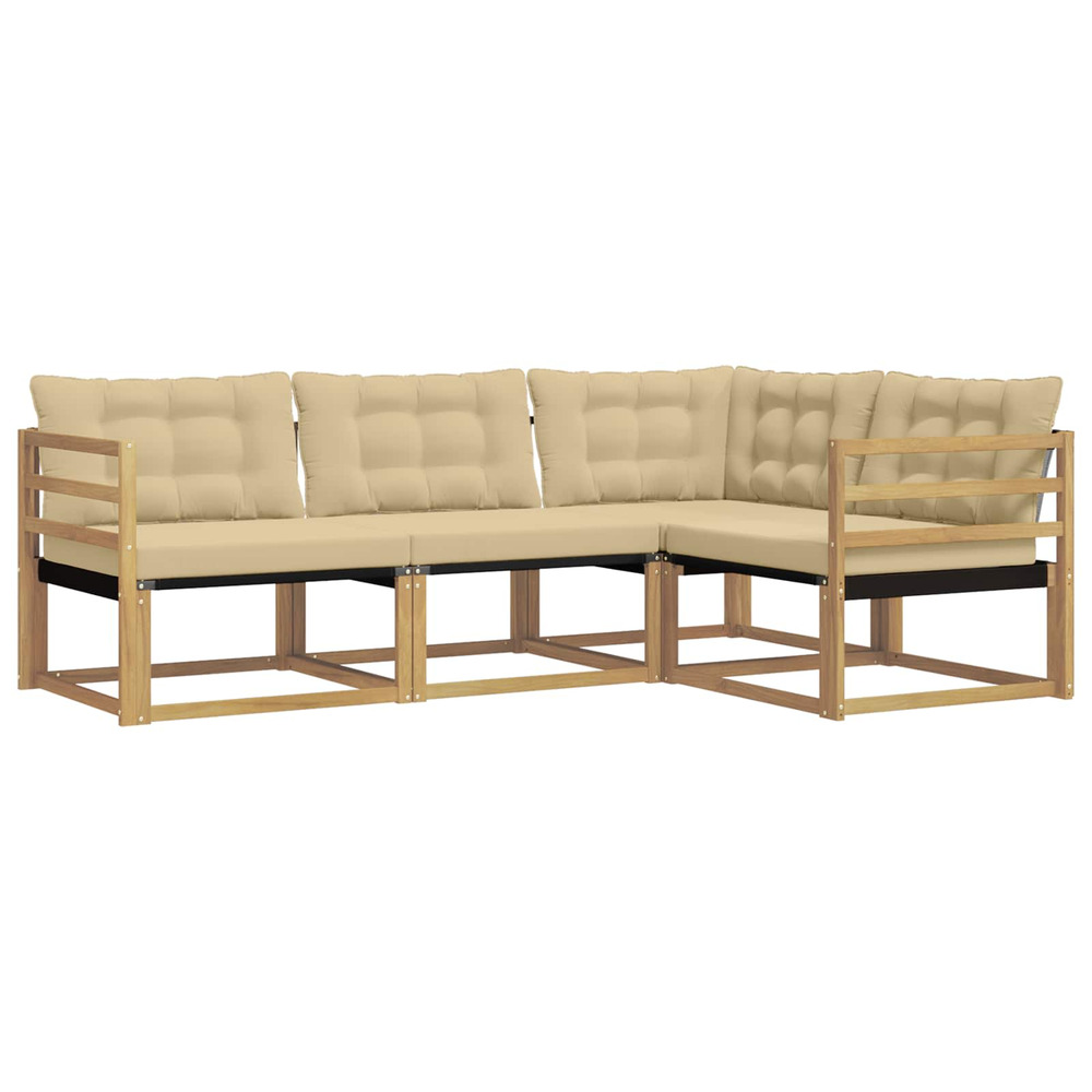 Ensemble de canapés d'extérieur 4 pcs blanc et beige