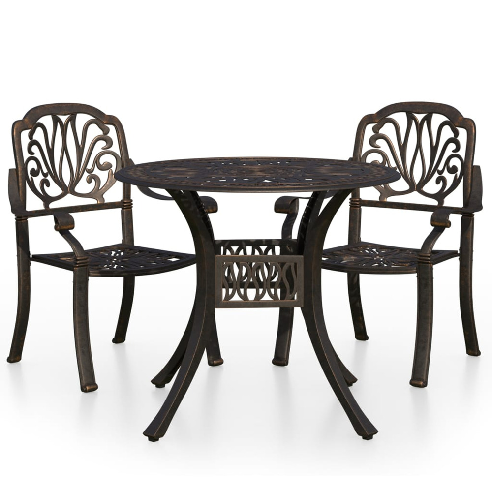 Ensemble de bistro 3 pcs aluminium coulé bronze