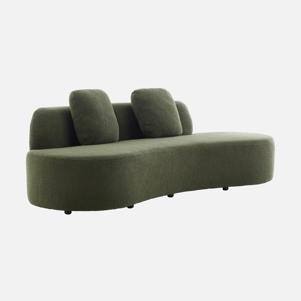 Canapé virgule organique 3 places en tissu bouclette l 232 x p 97 x h 68cm