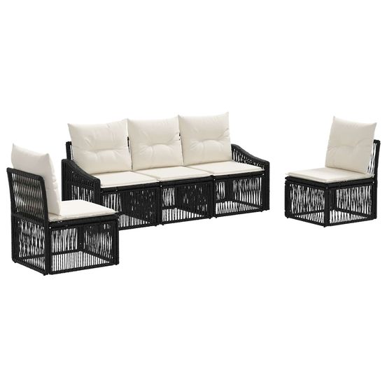 Ensemble de canapé de jardin 5 pc noir polyrotin