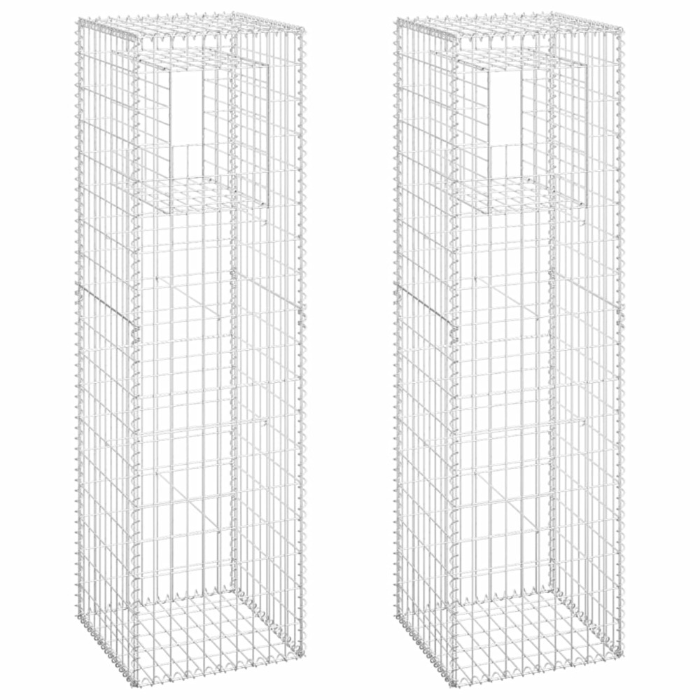 Poteaux à panier de gabion 2 pcs 50x50x180 cm fer