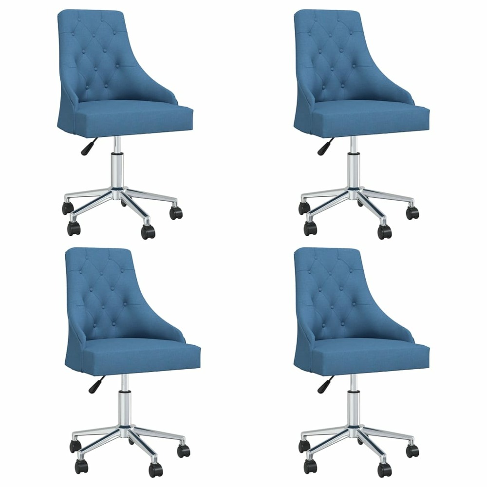 Chaises pivotantes de salle à manger 4 pcs bleu tissu