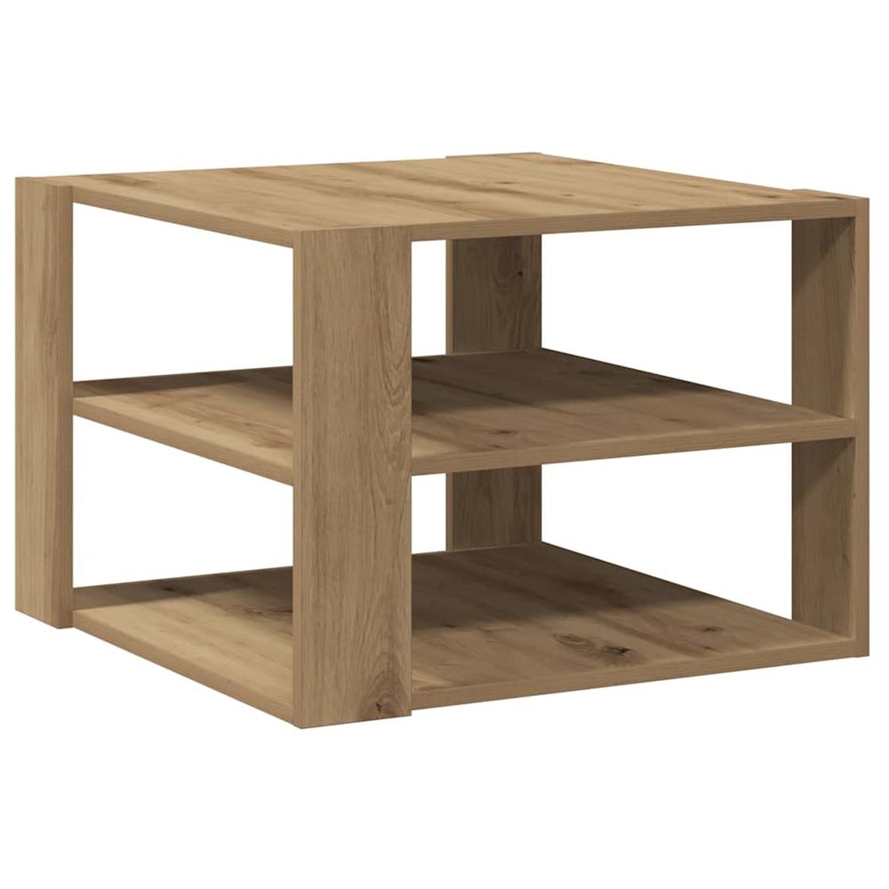Table basse chêne artisanal 58x58x40 cm bois d'ingénierie