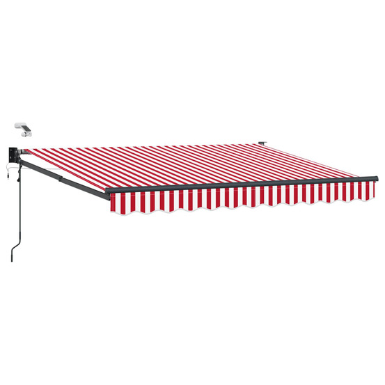 Auvent rétractable électrique rouge et blanc 3 x 2,5 m