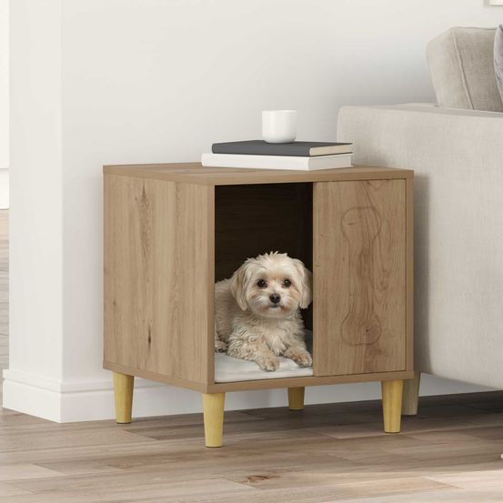 Maison chien intérieur bois ingénierie chaleureux chêne artisan