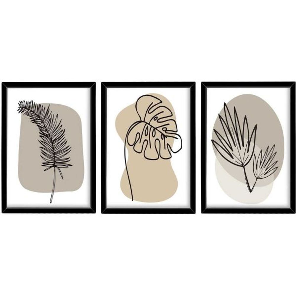 Ensemble de 3 tableaux décoratifs feuilles