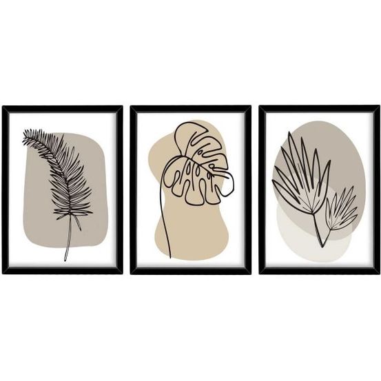 Ensemble de 3 tableaux décoratifs feuilles