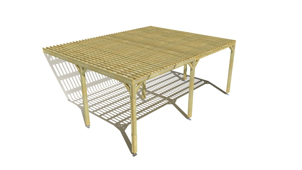 Pergola bois • 6m x 5m • adossée • sens largeur • lattage bois • livraison comprise