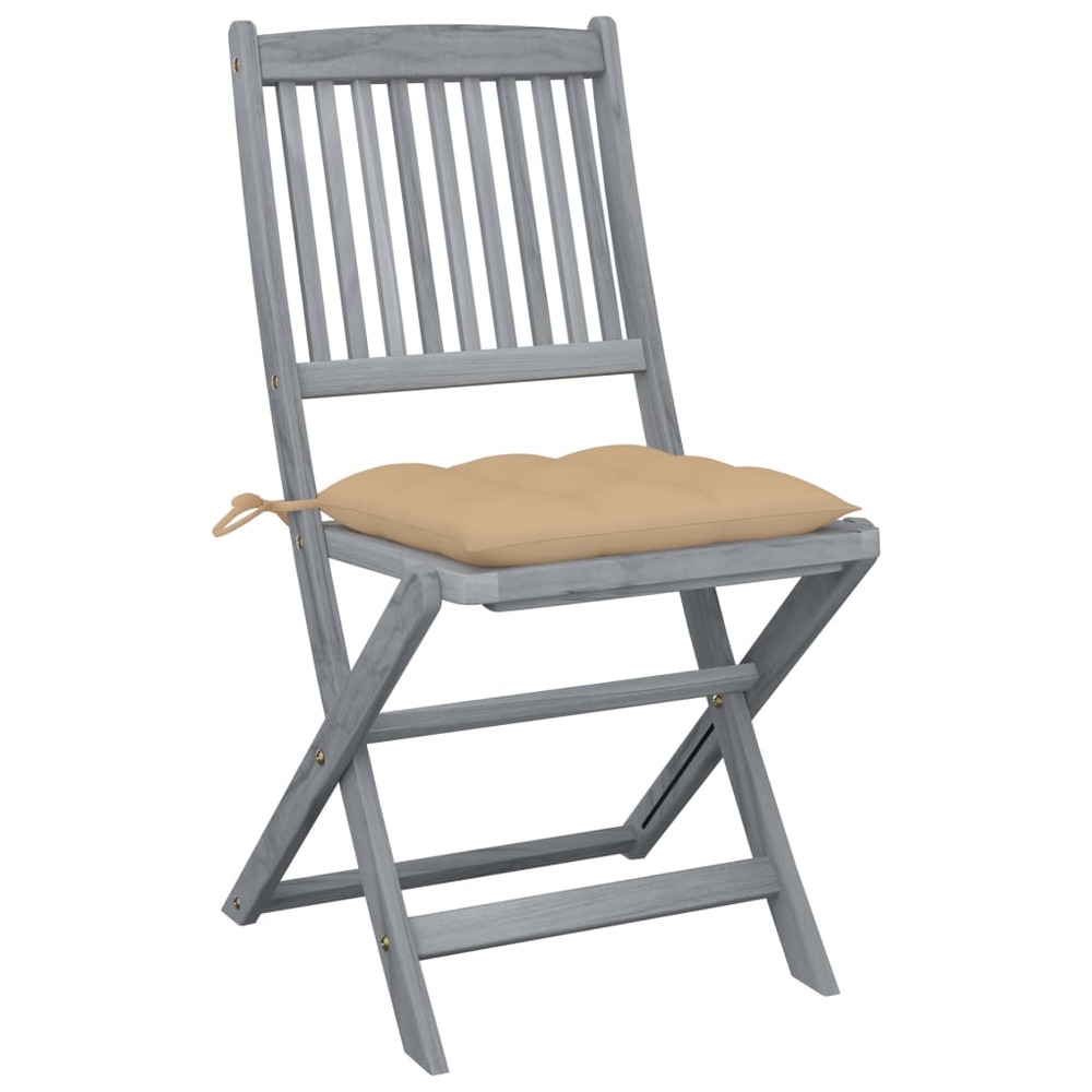 Chaises pliables d'extérieur lot de 4 et coussins bois d'acacia