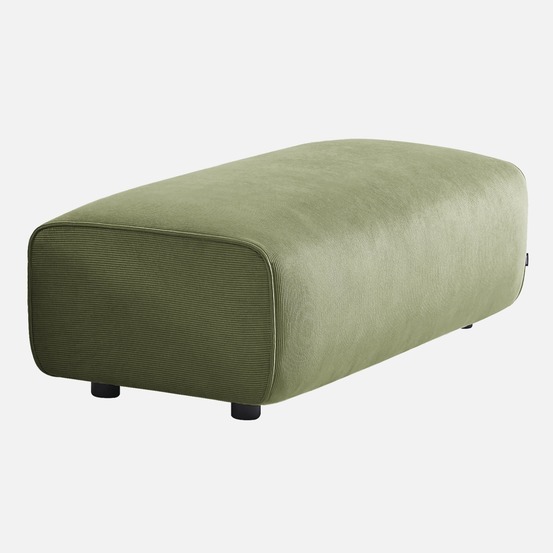Pouf, module pour canapé, repose-pieds pour canapé d'angle 3 places en velours côtelé, l 123 x p 60 x h 41cm - wallas