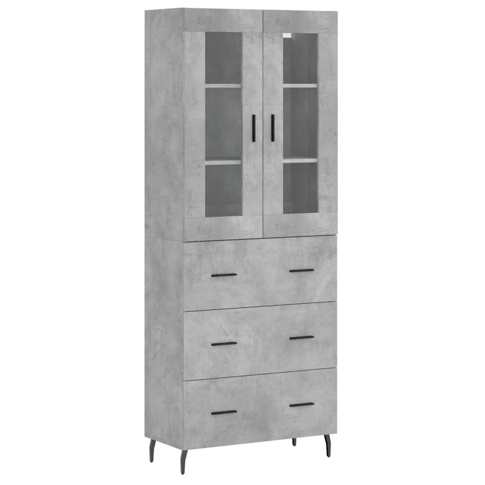 Buffet bahut commode armoire meuble de rangement organisateur cuisine salle de séjour salon haut 69,5 x 34 x 180 cm bois d'in