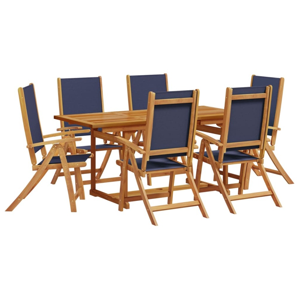 Ensemble à manger de jardin 7pcs bois d'acacia solide textilène