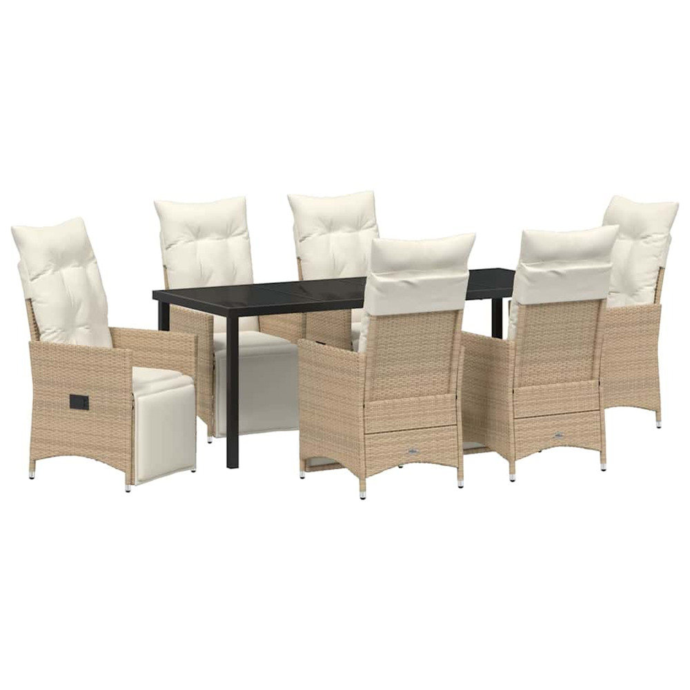 Ensemble de salle à manger pour jardin 7 pcs beige polyrotin