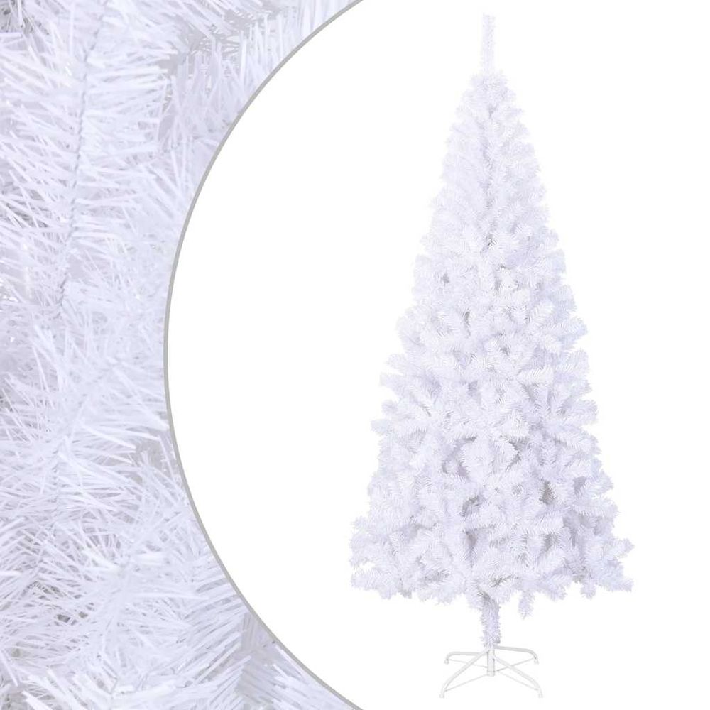 Sapin de noël artificiel enneigé en pvc décoration d'intérieur fête blanc 210 cm