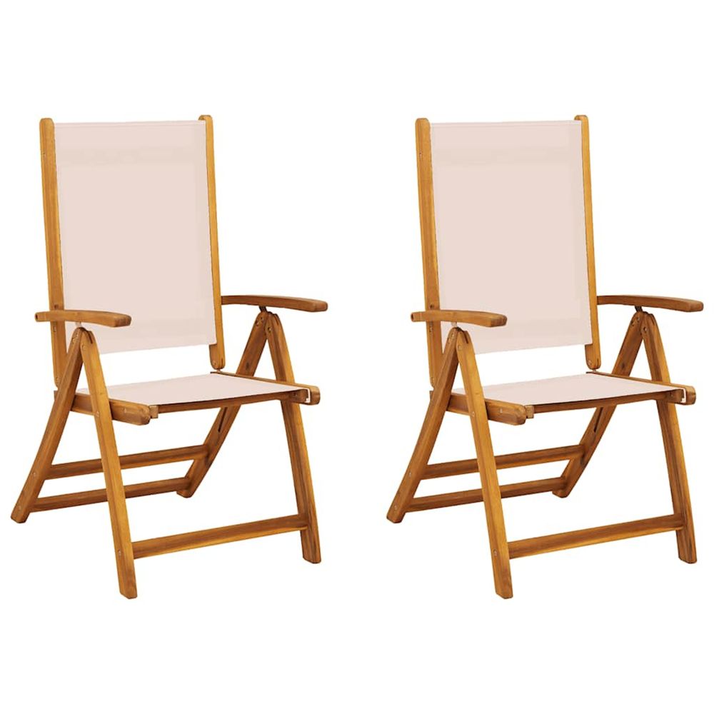 Chaises pliantes 2 pièces en bois massif d'acacia et textilène