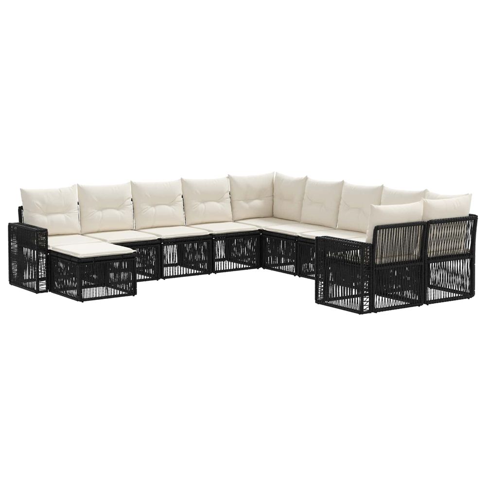 Ensemble de canapé de jardin 11 pc noir et blanc crème