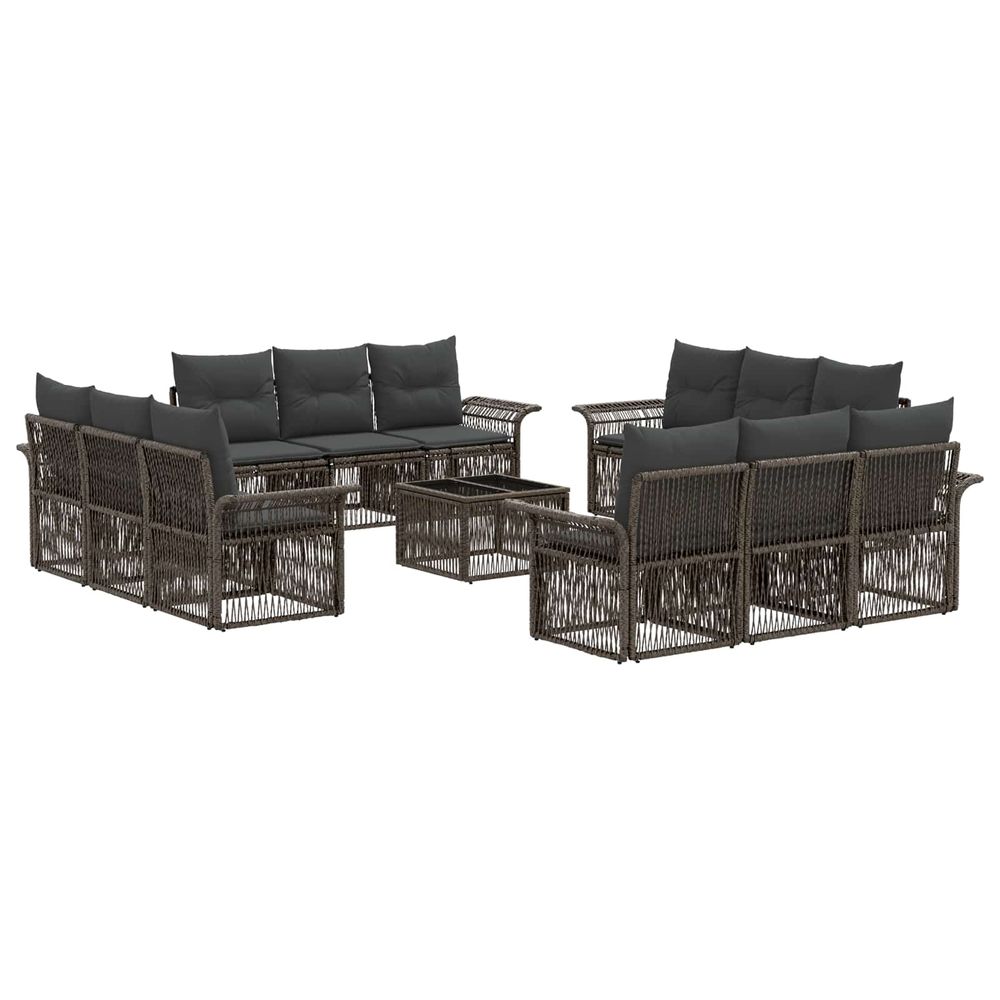 Ensemble de canapé de jardin 13 pc gris polyrotin