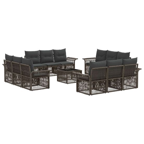 Ensemble de canapé de jardin 13 pc gris polyrotin