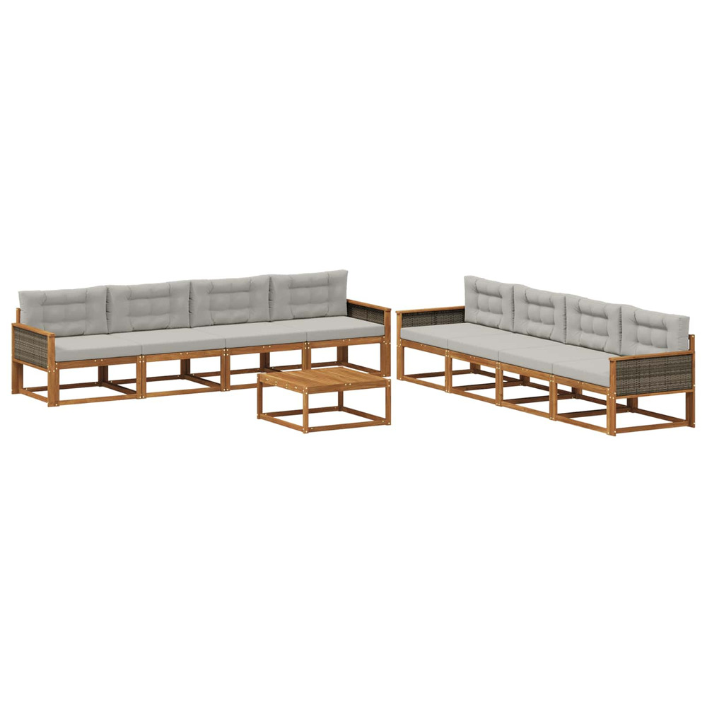 Ensemble de canapés d'extérieur 9 pcs naturel et gris clair