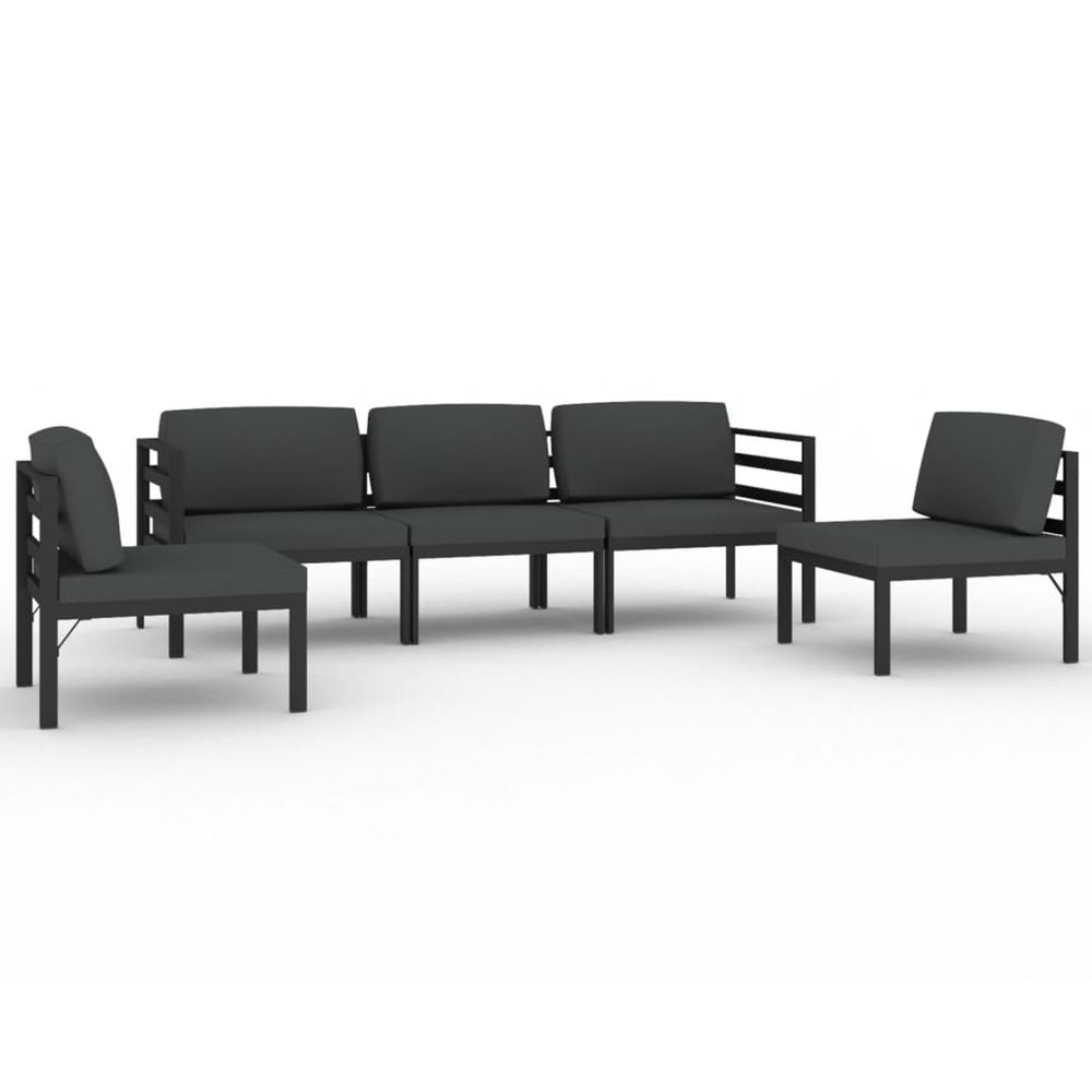 Salon de jardin 5 pcs avec coussins aluminium anthracite
