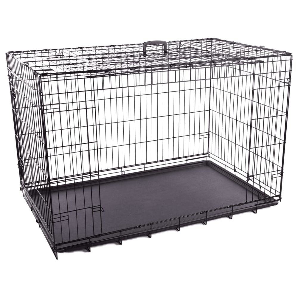 Cage métallique avec porte coulissante 124x77x81,5 cm noir