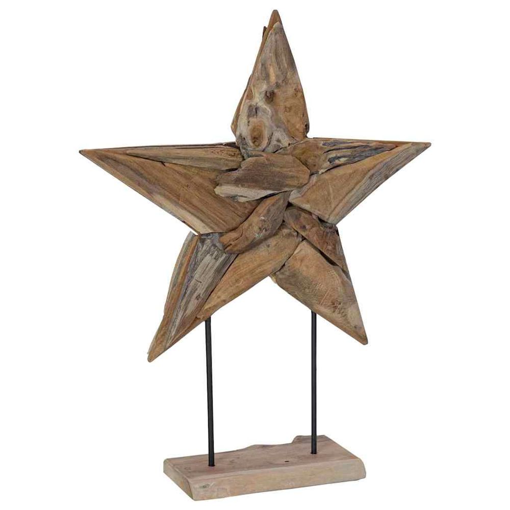 Étoile de noël led marron 59,5 x 18 x 74 cm bois de teck massif