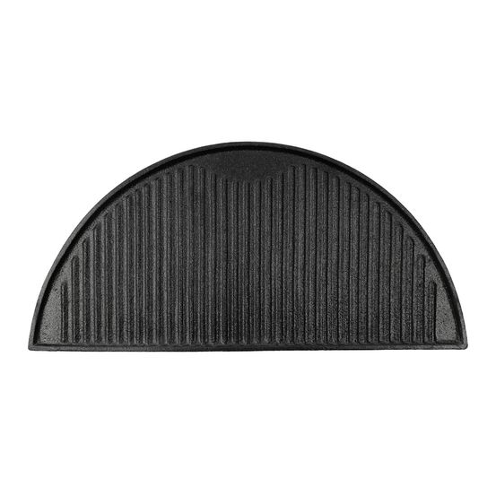 Demi-plaque de cuisson en fonte réversible patton pour barbecue kamado - 30,5 x 14,5 cm