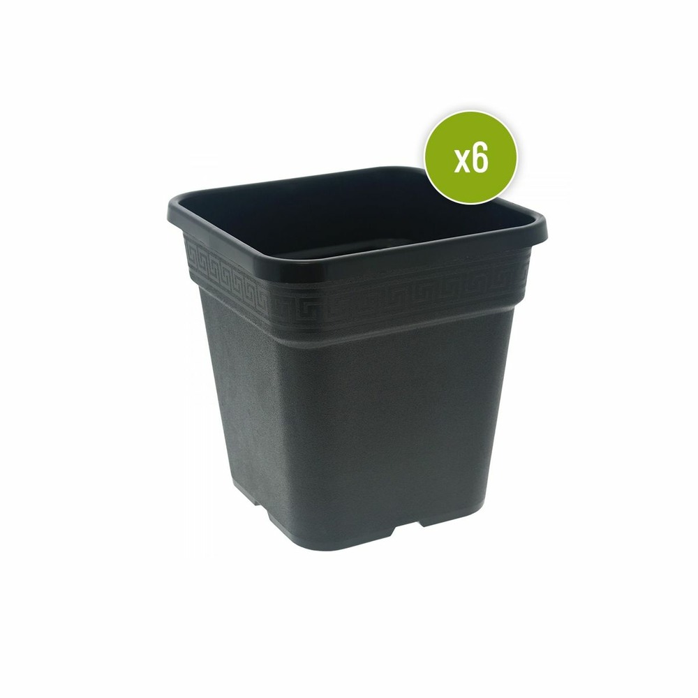 Lot de 6 pots carre noir 30.5 x 30.5 x 30.5 cm